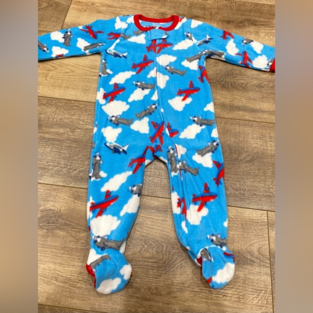 Elowel Blue‎ Airplane Kids Footie Pajamas 2T